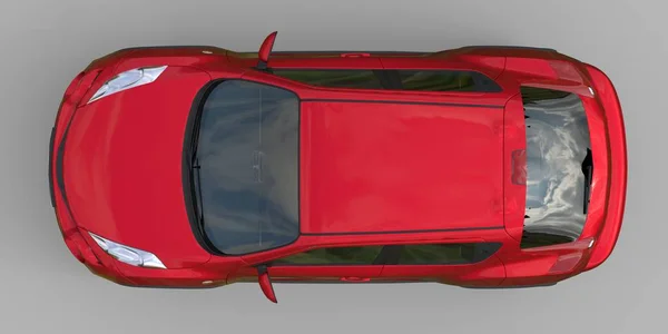 Kırmızı Metalik Küçük Araba Crossover Suv Render — Stok fotoğraf