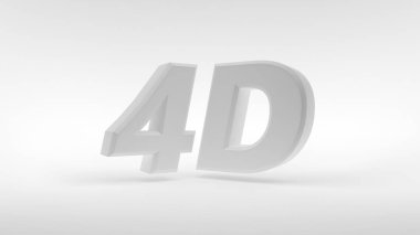 Beyaz arka planda yansıma etkisi ile izole 4 d logosu beyaz. 3D render