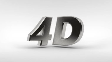 Beyaz arka planda yansıma etkisi ile izole 4 d logo metal. 3D render