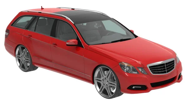 Large red family business car with a sporty and at the same time comfortable handling. 3d rendering. — Stock Photo, Image