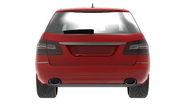 Grote rode familiebedrijf auto met een sportieve en op de dezelfde tijd comfortabele behandeling. 3D-rendering. — Stockfoto