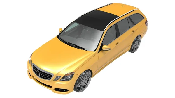 Duży Rodzinny Biznes Żółty Samochód Sportowy Tym Samym Czasie Wygodną — Zdjęcie stockowe