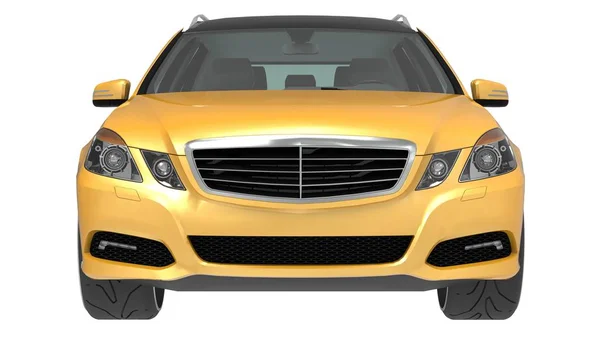 Grande voiture d'affaires familiale jaune avec une tenue de route sportive et confortable. Rendu 3d . — Photo