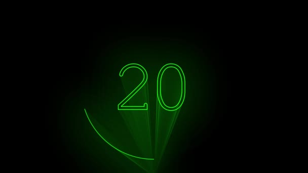 循环数据下载计数器从0到100 发光的霓虹灯管道和油漆绿色激光束 — 图库视频影像