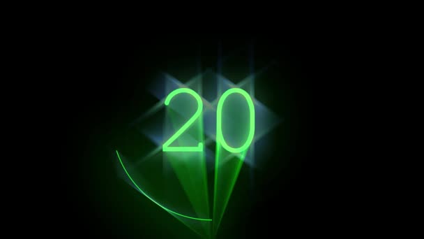 100 への読み込みデータの円形カウンター 輝くネオン トリムと緑レーザと光から光のフレア ペイント — ストック動画