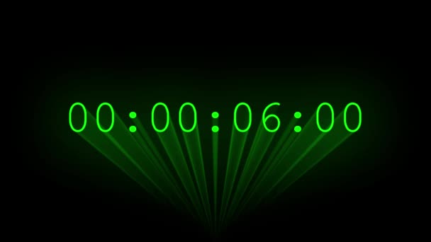 Verde Segundos Timecode Desenhado Por Feixes Laser — Vídeo de Stock