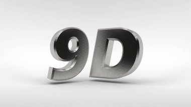 Beyaz arka planda yansıma etkisi ile izole 9 d logo metal. 3D render