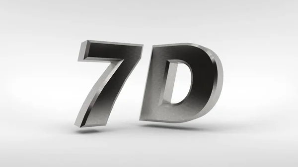 金属7D 标识在白色背景下与反射效果隔离 — 图库照片