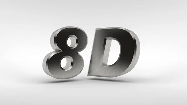 Metal 8D logo isolated on white background with reflection effect. 3d rendering
