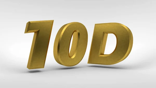 Logo 10D Oro Isolato Sfondo Bianco Con Effetto Riflessione Rendering — Foto Stock