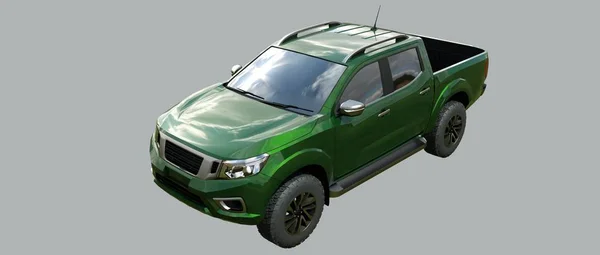 Zielony Samochód Dostawczy Samochodu Dostawczego Double Cab Maszyna Bez Insygnia — Zdjęcie stockowe