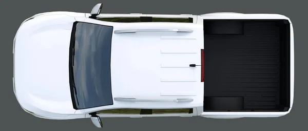 Biały Samochód Dostawczy Samochodu Dostawczego Double Cab Maszyna Bez Insygnia — Zdjęcie stockowe