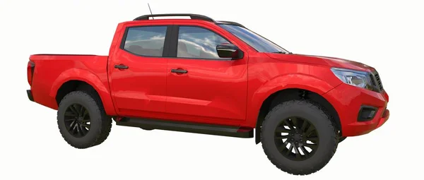 Camión Reparto Rojo Para Vehículos Comerciales Con Cabina Doble Máquina — Foto de Stock