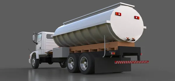 Gran Camión Cisterna Blanca Con Remolque Metal Pulido Vistas Desde —  Fotos de Stock