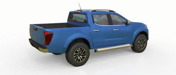 Camión Reparto Vehículos Comerciales Azul Con Cabina Doble Máquina Sin —  Fotos de Stock