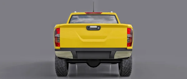 Camión Reparto Amarillo Para Vehículos Comerciales Con Cabina Doble Máquina — Foto de Stock