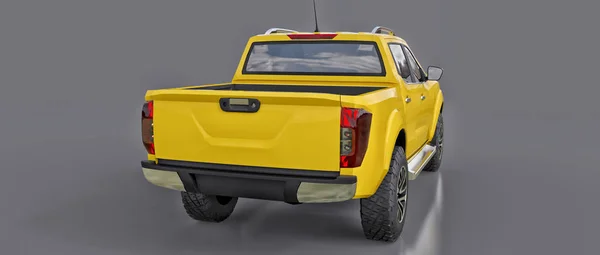 Nákladní Automobil Žlutá Užitkového Vozidla Dvojitou Kabinou Stroj Bez Odznaky — Stock fotografie