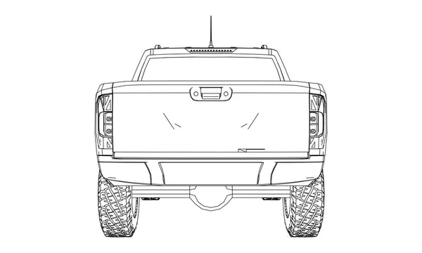 Camion Livraison Véhicules Utilitaires Avec Cabine Double Machine Sans Insigne — Image vectorielle