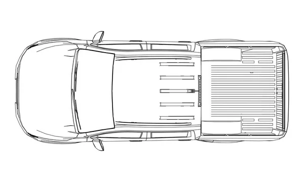 Camion Livraison Véhicules Utilitaires Avec Cabine Double Machine Sans Insigne — Image vectorielle