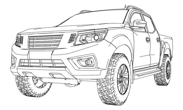 Грузовик для доставки коммерческого транспорта с двойной кабиной. Машина без опознавательных знаков с чистым пустым кузовом для модификации логотипов и этикеток
