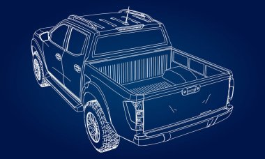 Ticari araç kamyon Çift Kişilik taksi ile. Insignia logolar ve etiketleri için temiz boş bir beden olmadan makine