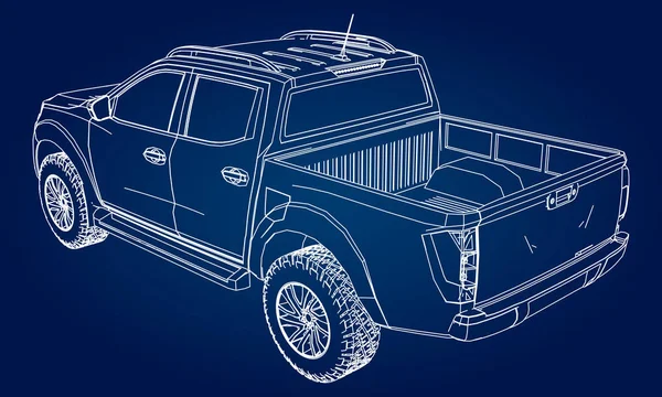 Bedrijfsvoertuig Bestelwagen Met Dubbele Cabine Machine Zonder Insigne Met Een — Stockvector