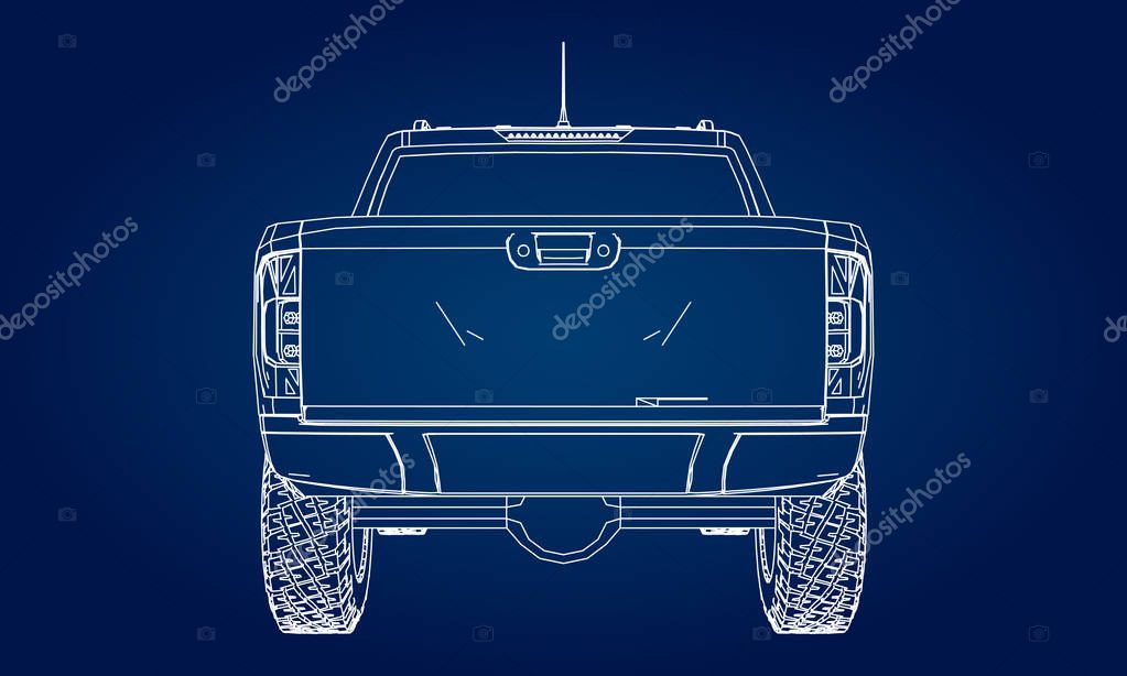 Commercial vehicle delivery truck with a double cab. Machine without insignia with a clean empty body to accommodate your logos and labels