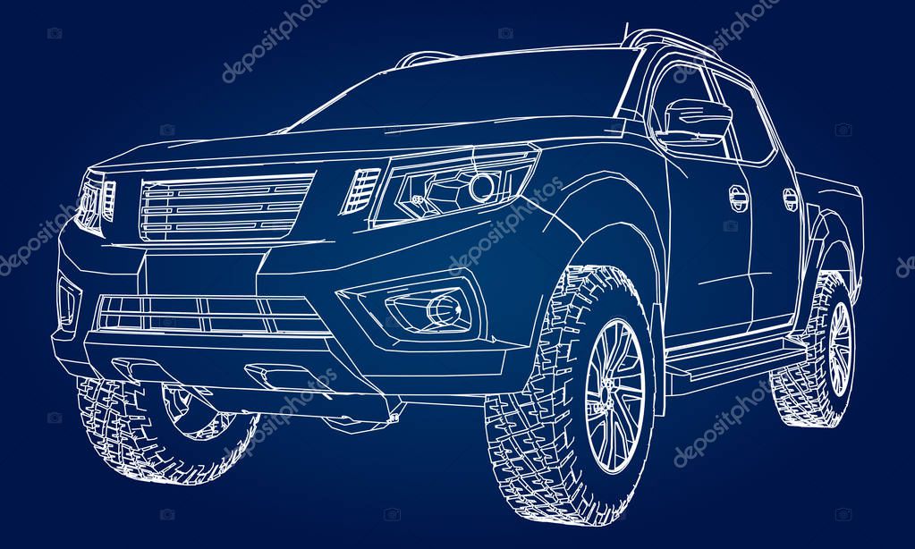 Commercial vehicle delivery truck with a double cab. Machine without insignia with a clean empty body to accommodate your logos and labels