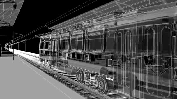 Pozemní stanice metrem, tramvají nebo železniční dopravy. Kamera se pohybuje přes celý prostor stanice. — Stock video