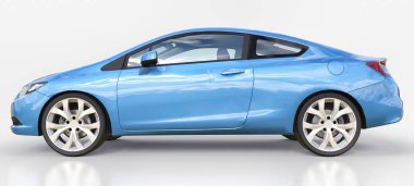 Mavi küçük spor otomobil coupe. 3D render