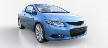 Mavi küçük spor otomobil coupe. 3D render