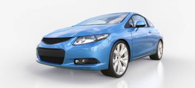 Mavi küçük spor otomobil coupe. 3D render