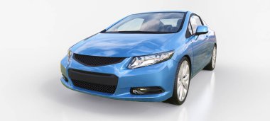 Mavi küçük spor otomobil coupe. 3D render
