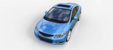 Mavi küçük spor otomobil coupe. 3D render