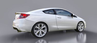 Beyaz küçük spor otomobil coupe. 3D render