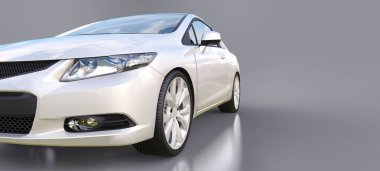 Beyaz küçük spor otomobil coupe. 3D render