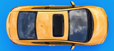 Turuncu küçük spor otomobil coupe. 3D render