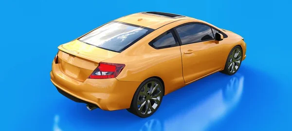 Pomarańczowy Mały Samochód Sportowy Coupe Renderowania — Zdjęcie stockowe