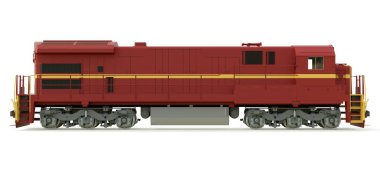 Modern diesel railway locomotive with great power and strength for moving long and heavy railroad train. 3d rendering clipart