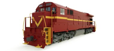 Modern dizel Tren Lokomotif ile büyük güç ve güç uzun ve ağır demiryolu tren hareket etmek için. 3D render