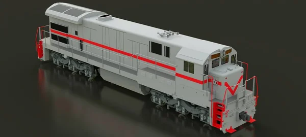 Moderna Locomotiva Ferroviária Diesel Cinza Com Grande Potência Força Para — Fotografia de Stock