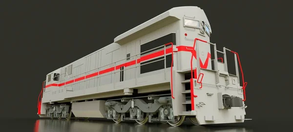 Moderna Locomotiva Ferroviária Diesel Cinza Com Grande Potência Força Para — Fotografia de Stock