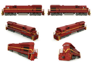 Modern dizel Tren Lokomotif ile büyük güç ve güç uzun ve ağır demiryolu tren hareket etmek için. 3D render