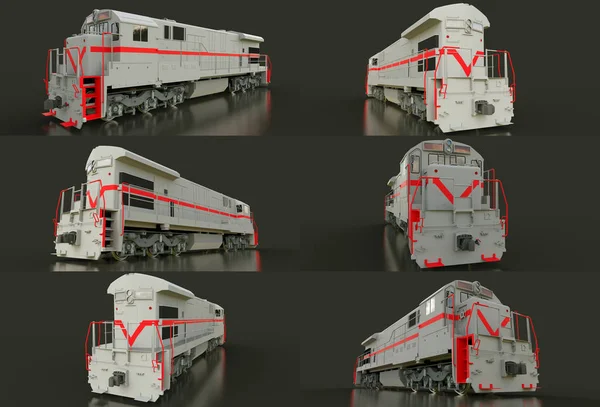 Modern Gray Diesel Railway Locomotive Great Power Strength Moving Long — Stock Photo, Image