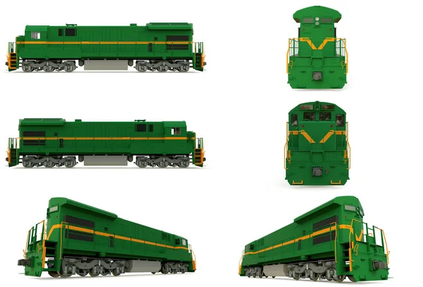 Moderna Locomotiva Ferroviaria Diesel Verde Con Grande Potenza Resistenza Spostamento — Foto Stock