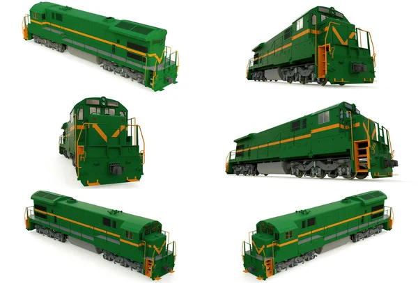 Moderní Zelené Nafty Železniční Lokomotiva Velkou Moc Sílu Pro Pohyb — Stock fotografie