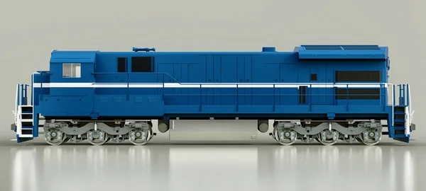 Modern Kék Dízel Vasúti Mozdony Nagy Hatalommal Erő Mozgó Hosszú — Stock Fotó