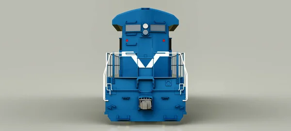 Modern Blue Diesel Railway Locomotive Great Power Strength Moving Long — Stock Photo, Image