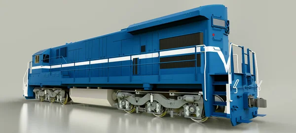 Moderna Locomotora Ferrocarril Diesel Azul Con Gran Potencia Fuerza Para — Foto de Stock