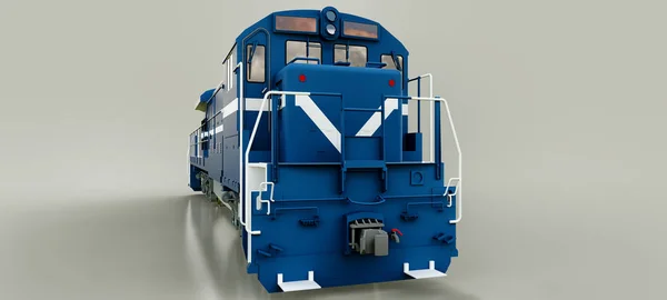 Locomotive Chemin Fer Diesel Bleu Moderne Avec Beaucoup Puissance Force — Photo